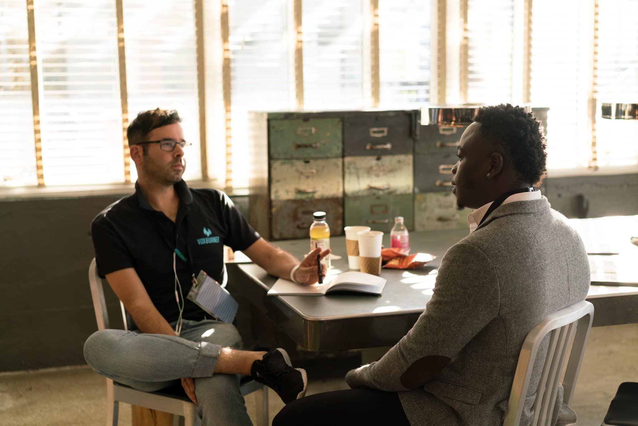 Founder talking through ideas in a short interview that will be turned into LinkedIn thought leadership posts