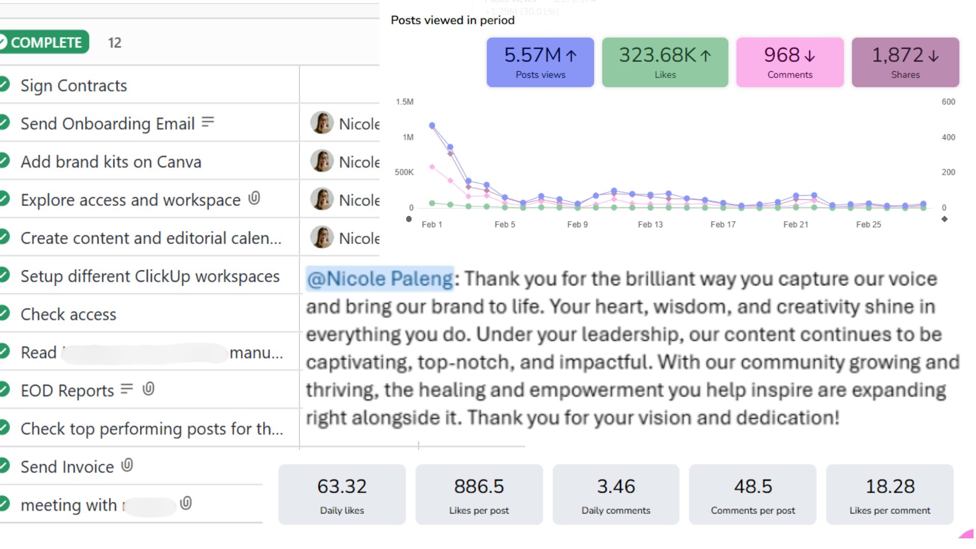 Content repurposing workflow system inside ClickUp for creator brand case study